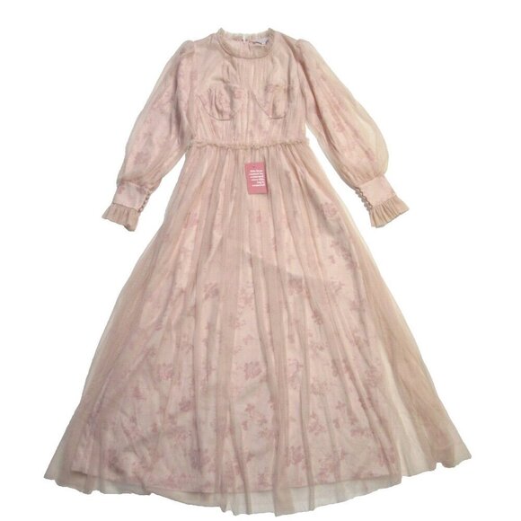 NWT Ivy City Co Last Songbird in Pink Floral Tulle Maxi Dress XS - Picture 2 of 7